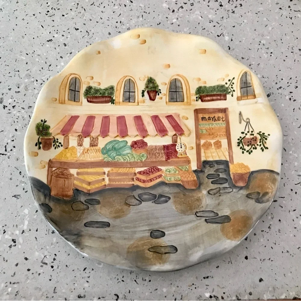 3-D Plate, Bella Casa by Ganz, 10”, “The Market”, Colorful and Fun!